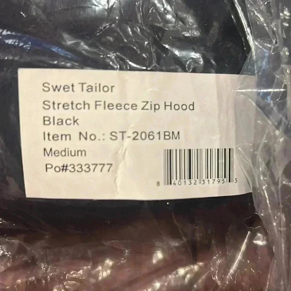 Swet Tailor Stretch Fleece Zip Hood Black Size Medium - Picture 4 of 4
